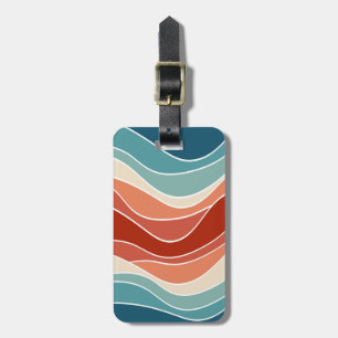 Multicolour retro stijl golven bagagelabel