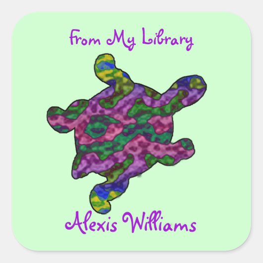 Multicolour Turtle Child's Bookplate Stickers (Voorkant)