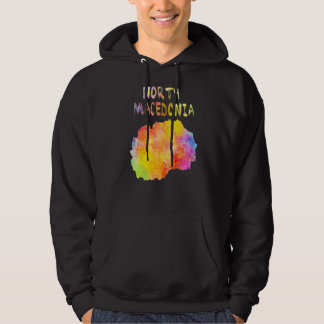 Multicolour Waterverf Noord-Macedonië Kaart Digita Hoodie
