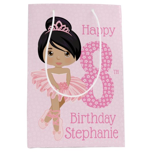 Multicultural Birthday Ballerina Medium Gift Bag Medium Cadeauzakje (Voorkant)