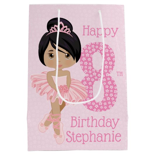 Multicultural Birthday Ballerina Medium Gift Bag Medium Cadeauzakje (Achterkant)