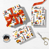 Multicultural Boy Construction Personalized Inpakpapier Vel