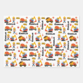 Multicultural Boy Construction Personalized Inpakpapier Vel (Voorkant 3)