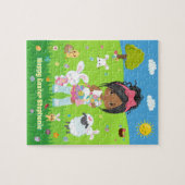 Multicultural Girl with Easter Bunny Puzzle Puzzle (Horizontal)