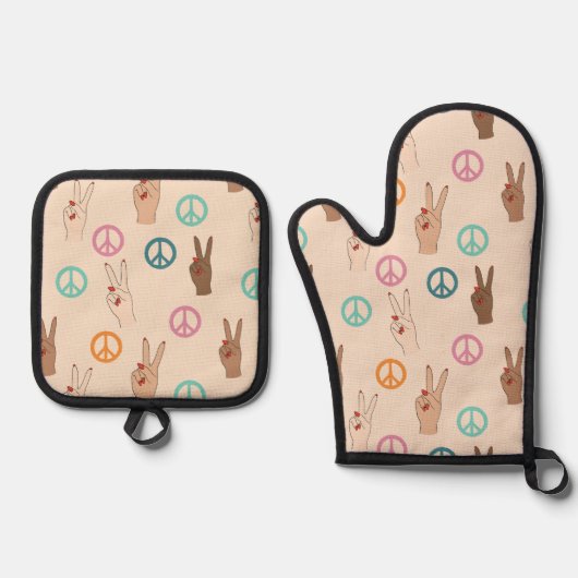 Multicultural Hand Pattern Ovenwant & Pannenlap Set (Voorkant)