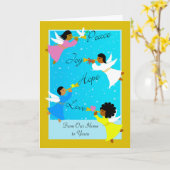 Multiculturele Angels Kerstmis vanuit ons huis Kaart (Gele Bloem)