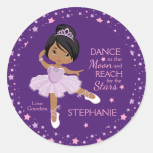 Multiculturele sterren en Moon Ballerina Ronde Sticker