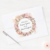 Multiflorale roze pioen krans geschenk Boekplaat Vierkante Sticker (Envelop)
