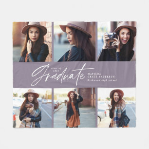 Multifoto modern zwart script afstuderen f fleece deken