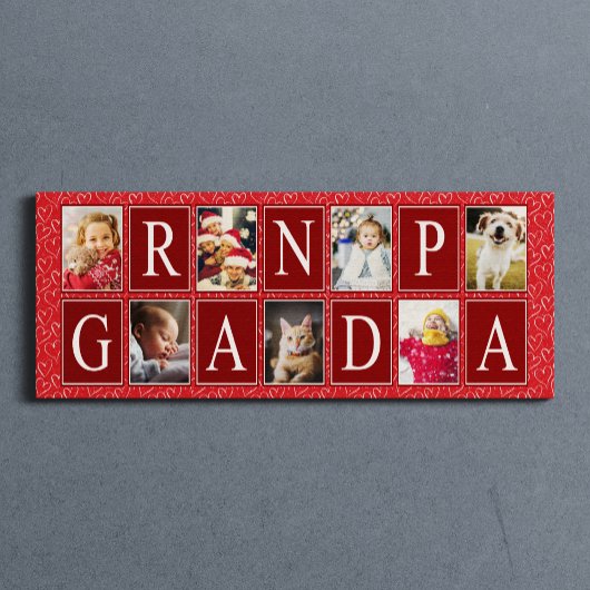 Multifoto Red Heart Pattern Grandpa Foto Canvas Afdruk