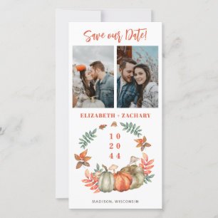 Multifoto's pompoenen vallen bruiloft opslaan Datu Save The Date