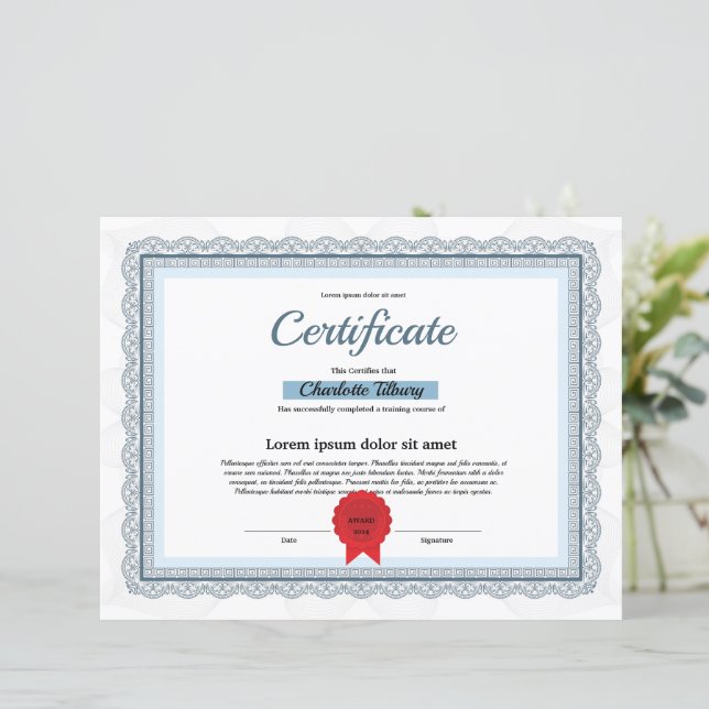 Multifunctionele certificaatSjabloon (Staand voorkant)