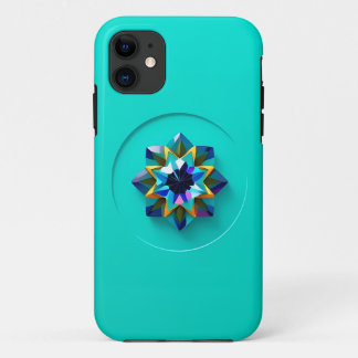 Multikleuren Crystal Design op Blauwgroen iPhone 11 Hoesje