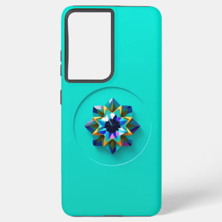 Multikleuren Crystal Design op Blauwgroen Samsung Galaxy Hoesje