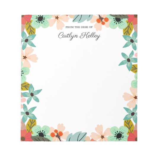 Multikleurenbloemen van het bureau van Aangepast Notitieblok (Voorkant)
