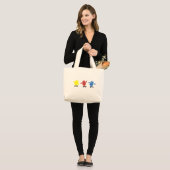 Multikleurige Android Skateboarder Grote Tote Bag (Voorkant (model))