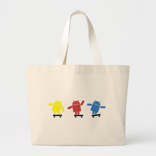 Multikleurige Android Skateboarder Grote Tote Bag (Voorkant)