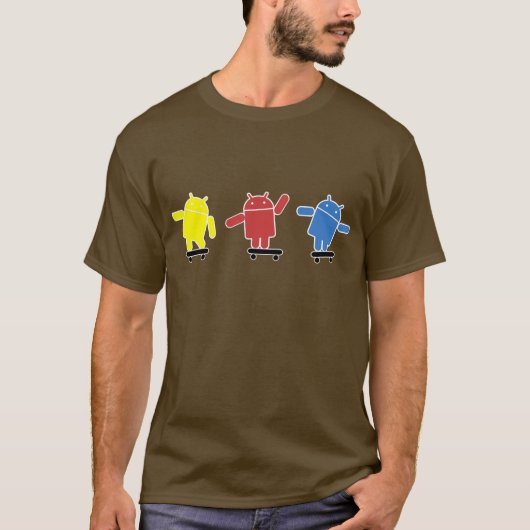 Multikleurige Android Skateboarder T-shirt (Voorkant)