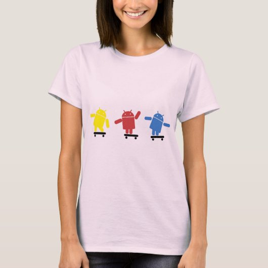 Multikleurige Android Skateboarder T-shirt (Voorkant)