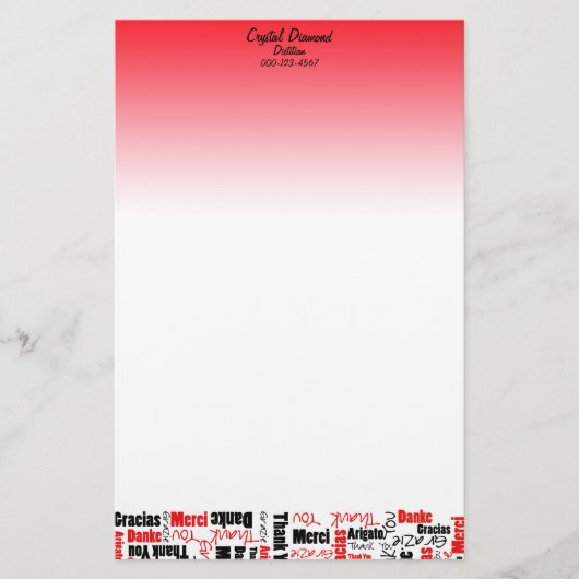 Multilingual Black en Red Dank u Word Cloud Briefpapier (Voorkant)