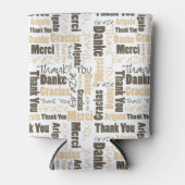 Multilingual Brown Beige Dank u wel Typografie Blikjeskoeler (Voorkant)