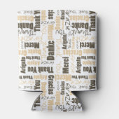 Multilingual Brown Beige Dank u wel Typografie Blikjeskoeler (Achterkant)