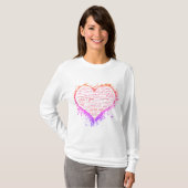 Multilingual Love Heart Vrouwen Lange Mouw Shirt (Voorkant volledig)