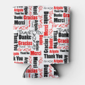 Multilingual Red Black Dank u wel Typografie Blikjeskoeler (Voorkant)