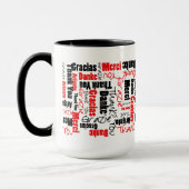 Multilingual Red Black Dank u wel Typografie Mok (Links)