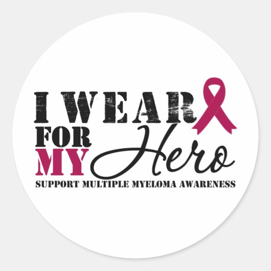 Multipel Myeloma Hero Ribbon Ronde Sticker (Voorkant)