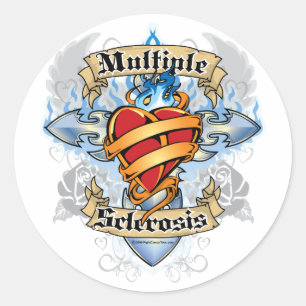 Multipele sclerose Kruis en hart Ronde Sticker