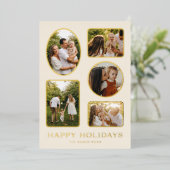 Multiphoto Klassieke Gouden Lijst Vakantiefotokaar Folie Feestdagenkaart (Staand Voorkant)