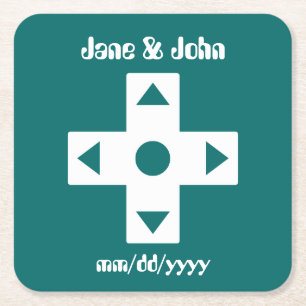 Multiplayer Mode in Teal Papier Coasters Vierkante Kartonnen Onderzetter