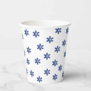Multiple Blue Snowflake Starburst Papieren Bekers