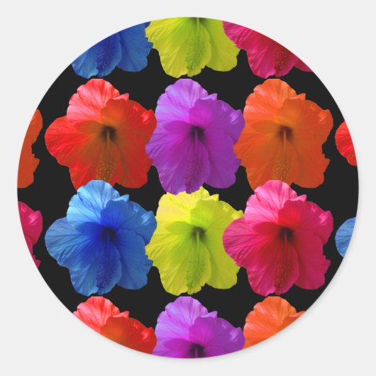 Multiple Colour Hibiscus Flowers Ronde Sticker (Voorkant)