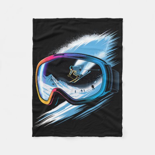 Multiple Exposure Art Skiing Mountain Ski Snow Win Fleece Deken (Voorkant)