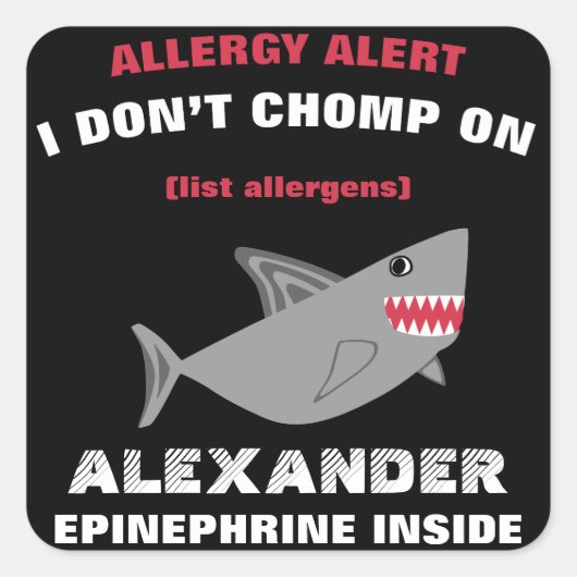 Multiple Food Allergy Alert Shark Stickers (Voorkant)