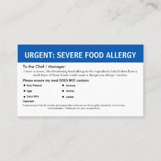 Multiple Food Allergy Alert Visitekaartje