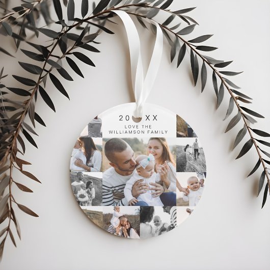 Multiple Grid Photo Collage Zwart & Gouden Pijn Ornament