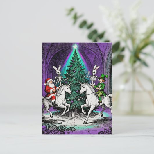 Multiple Holidays Spooky Party with Unicorns Briefkaart (Staand voorkant)