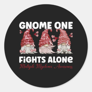 Multiple Myeloma Cancer Burgundy Ribbon Gnome Ronde Sticker