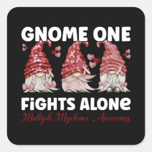 Multiple Myeloma Cancer Burgundy Ribbon Gnome Vierkante Sticker