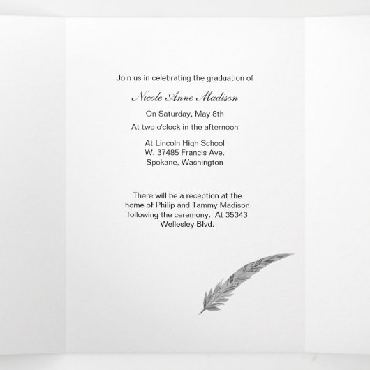 Multiple Photo Afstuderen Announcement Trifold Drieluik Aankondiging (Binnenkant midden)