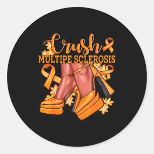 Multiple Sclerose Bling Oranje Lint Bewust Ronde Sticker