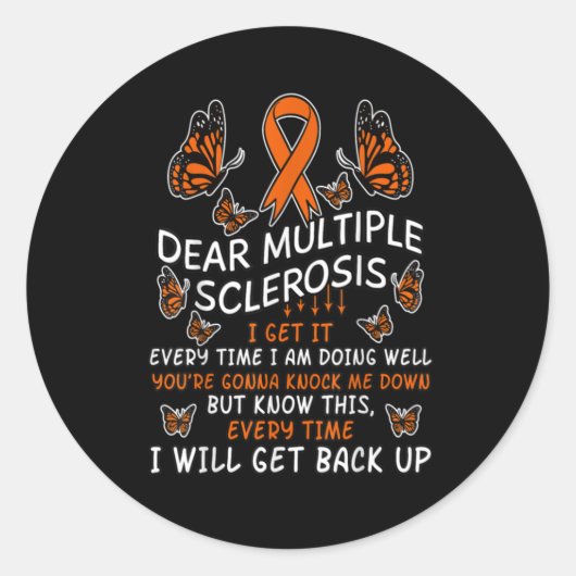Multiple Sclerose Butterfly Ribbon World Ms Day Ronde Sticker (Voorkant)