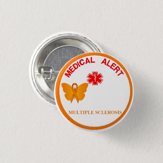 MULTIPLE SCLEROSE medische Alert Button (Voorkant /achterkant)