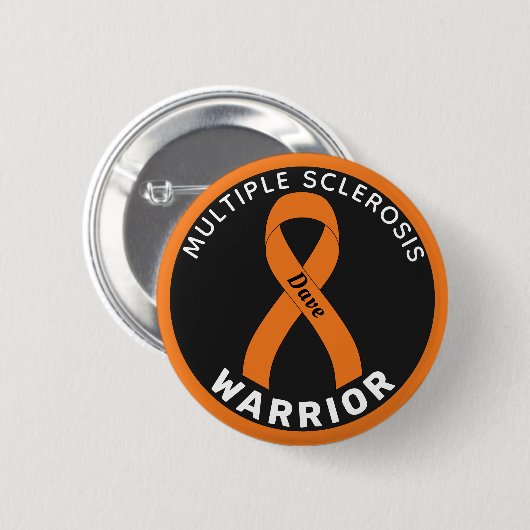 Multiple Sclerose Warrior Ribbon Black Button (Voorkant /achterkant)