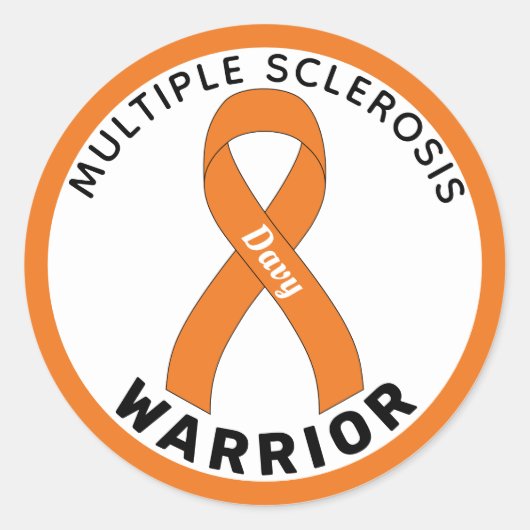 Multiple Sclerose Warrior Ribbon White Ronde Sticker (Voorkant)