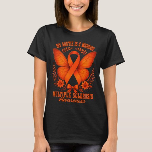 Multiple Sclerosis Awareness Ms Warrior My Auntie  T-shirt (Voorkant)