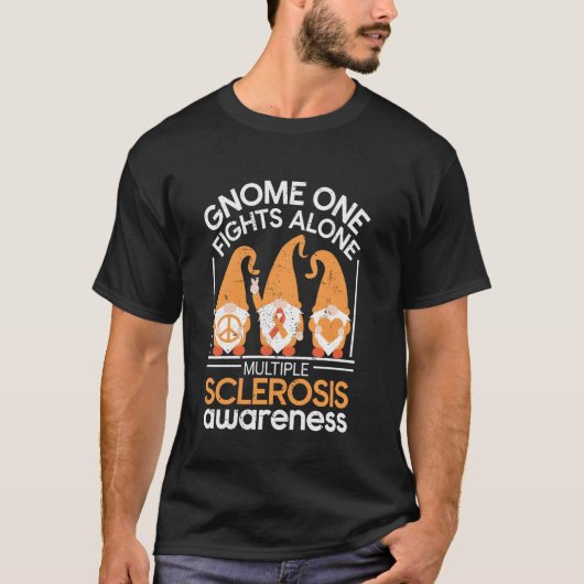 Multiple Sclerosis Gnome One Fights Alone MS Aware T-shirt (Voorkant)